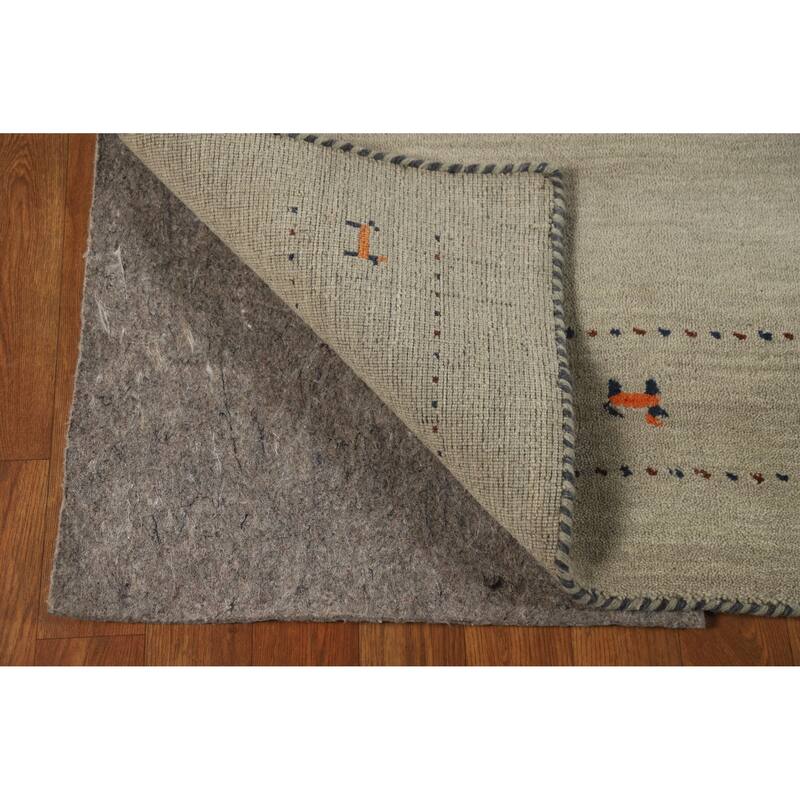 Hand Knotted Oriental 100% Wool Carpet Tribal Animal Pictorial Green Gabbeh Area Rug - 4' 11'' X 3' 1''