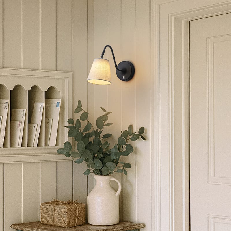 W6" Battery Operated Wall Sconces Dimmable Integrated LED Rechargeable Cordless Swing Head Wall Lamp for Bedroom - Matte Black
