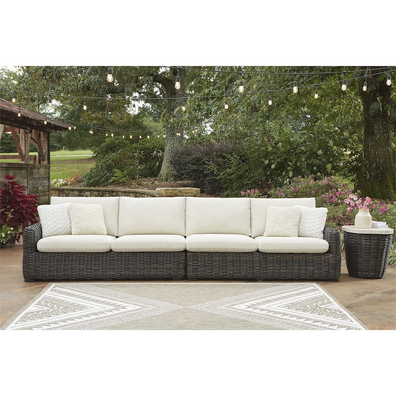 Signature Design by Ashley Kimora Brown/Beige 4-Piece Outdoor Sectional - 141" W x 109" D x 31" H