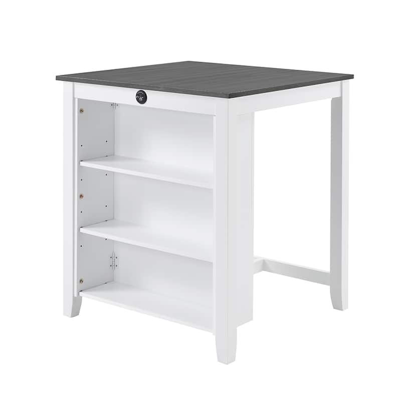 36" Modern Dining Table Set, 2-Seater Charging Station 3-Tier Storage