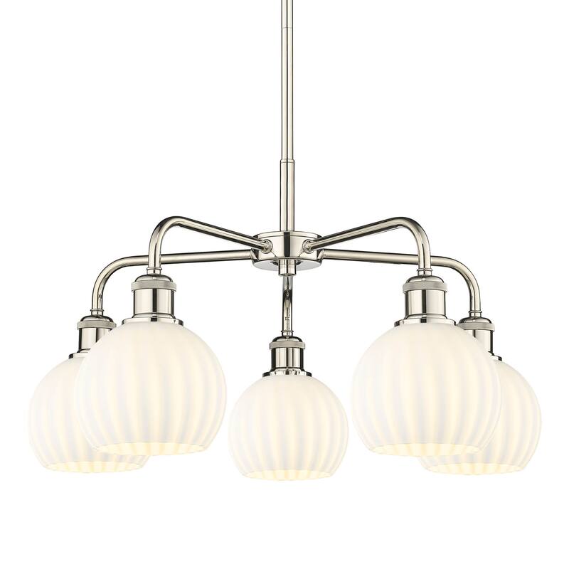 Innovations Lighting 516-5C-14-24-White Venetian-Indoor Chandelier - Polished Nickel / White Venetian