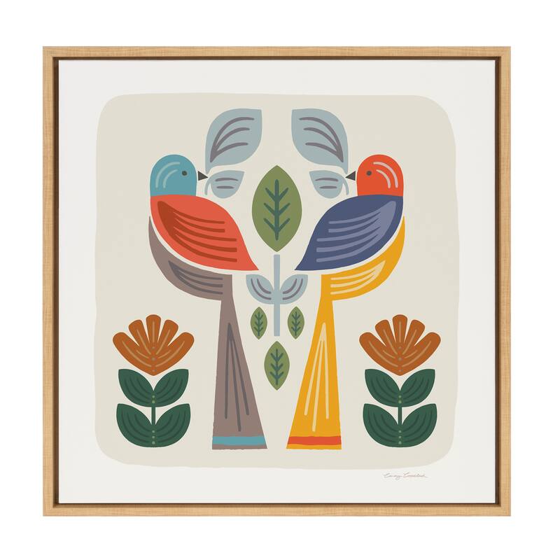 Kate and Laurel Sylvie Folk Birds Harvest Canvas by Carey Copeland