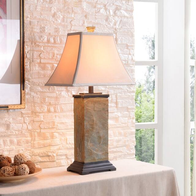 Landon Natural Slate Slate Table Lamp - Natural Green Slate