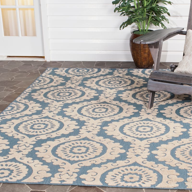 SAFAVIEH Monroe Imca Modern Indoor/ Outdoor Waterproof Rug - 3'3" x 5'3" - Blue