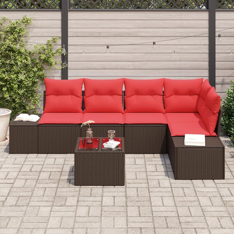vidaXL 6 Piece Garden Sofa Set with Cushions - 103.9×60.6×27.2