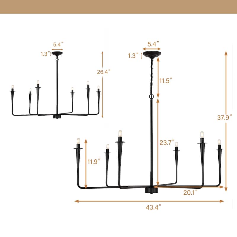 6-Light Classic Traditional Metal Candle Dimmable Chandelier
