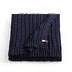 preview thumbnail 1 of 8, Tommy Hilfiger Hilfiger Cable Knit Solid Throw Blanket Blue