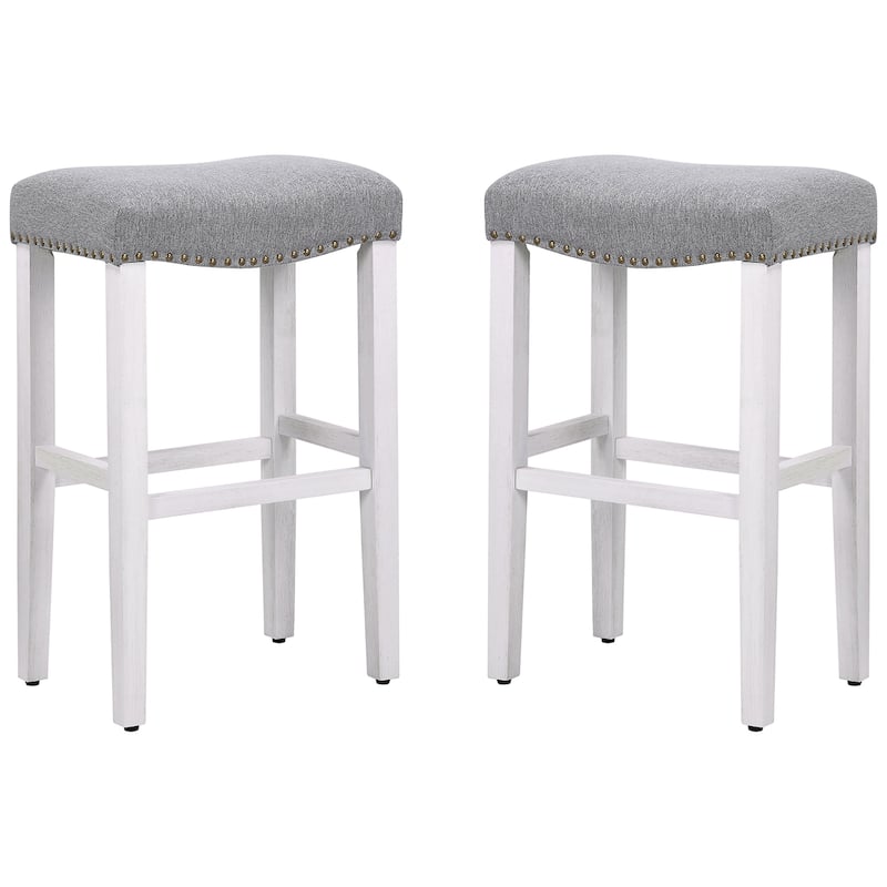 Jameson Upholstered Polyester Antique White 29 Inch Bar Stool (Set Of 2)