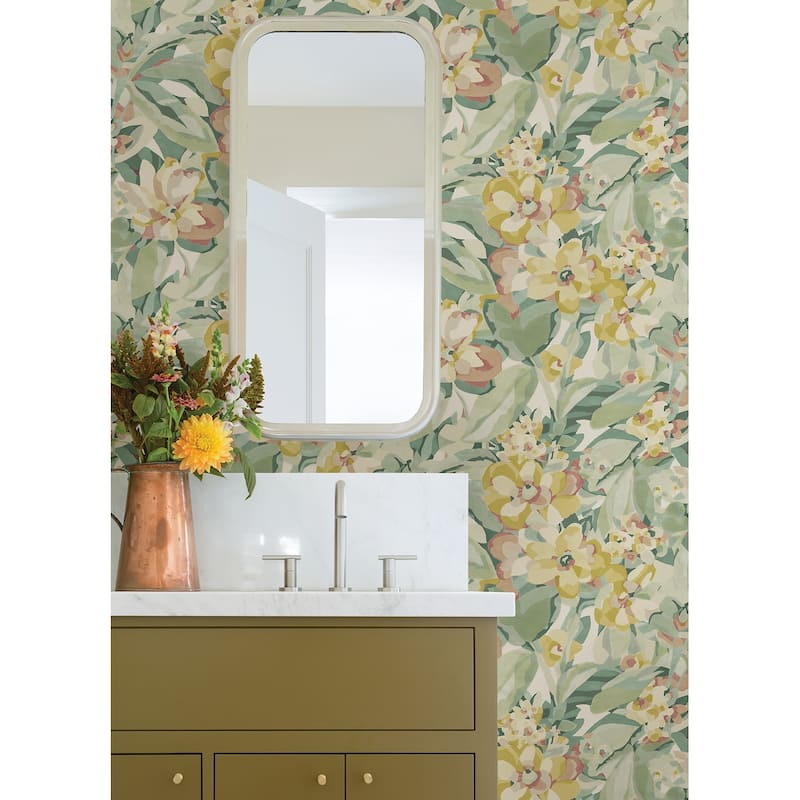 Caroline et Bettina Yellow Belles Fleurs Peel & Stick Wallpaper