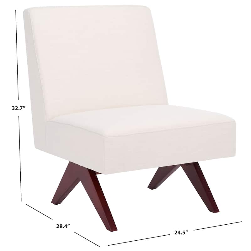 SAFAVIEH Home Oliviadella Accent Chair - 25Wx28Dx33H - Bone/Walnut