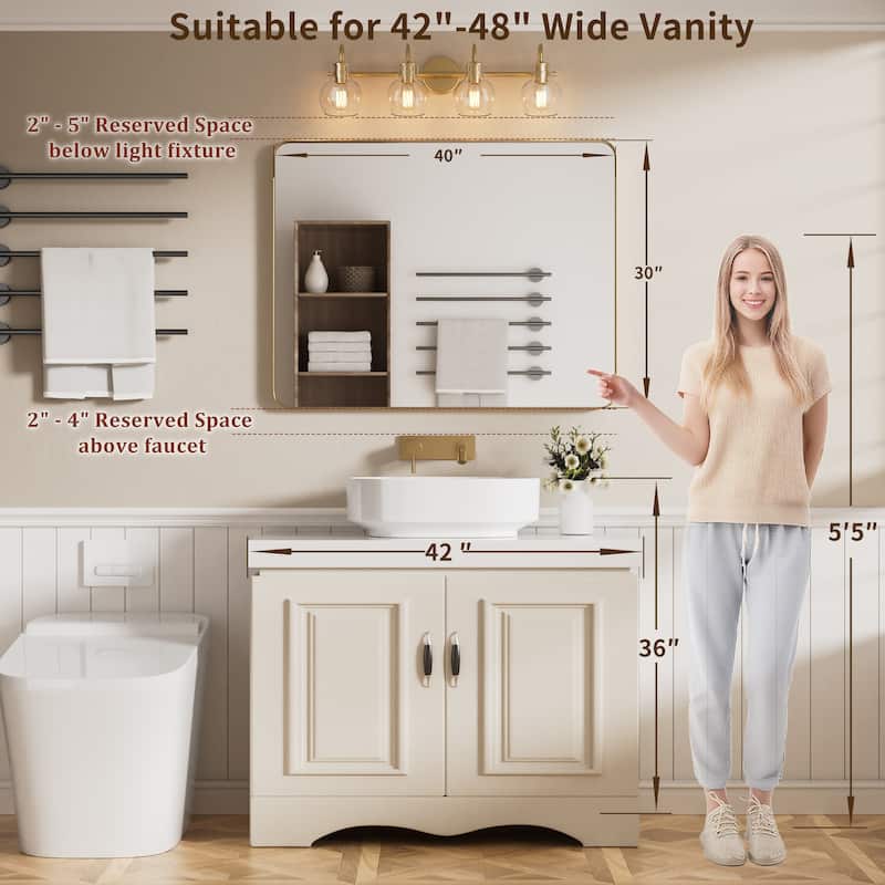 Modern Rounded Rectangle Metal Frame Wall Mirror