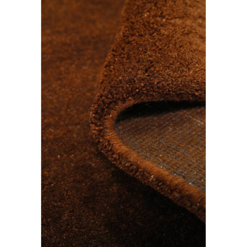 Hand Knotted Oriental 100% Wool Carpet Modern Solid Brown Gabbeh Area Rug - 3' 10'' X 2' 5''