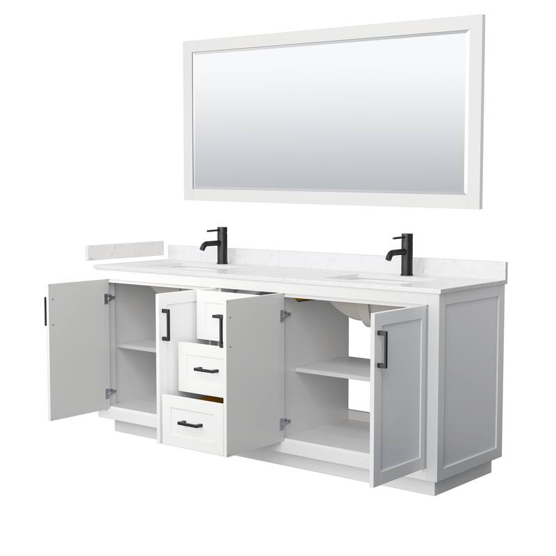 Miranda Double Vanity Set, Cultured Marble Top, 70-Inch Mirror