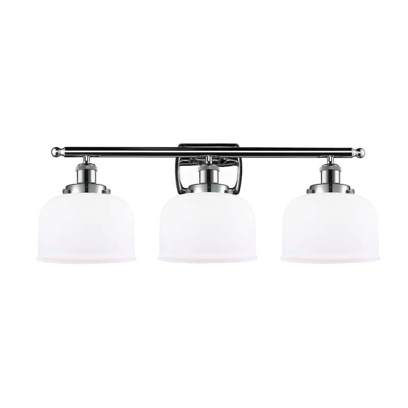 Innovations Lighting Large Bell 3 Light 26" Wide Vanity Light - Polished Chrome / Matte White