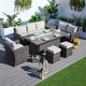 preview thumbnail 12 of 15, Morden Wicker/ Steel 7-piece Outdoor Conversation Firepit Dining Sets Brown