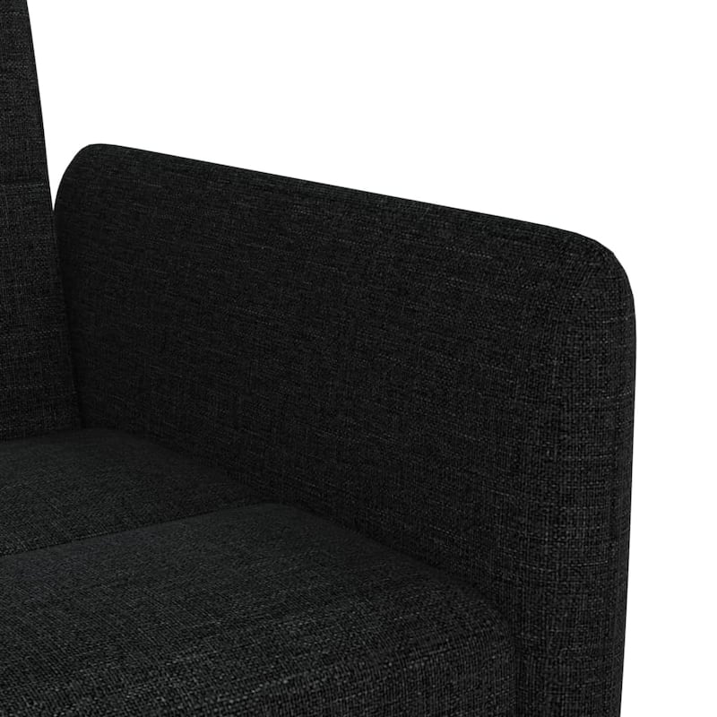 vidaXL Sofa Bed with Cup Holders Black Fabric - 86.6" x 35" x 27.6"