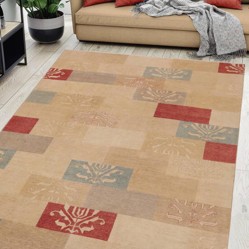 Rustic Bohemian Ri Gabbeh Hand Knotted Wool Area Rug