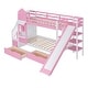 preview thumbnail 10 of 17, Traditional Castle Style Twin Over Twin Bunk Bed with Slide,2 Drawers Under-Bed and Storage Staircase
