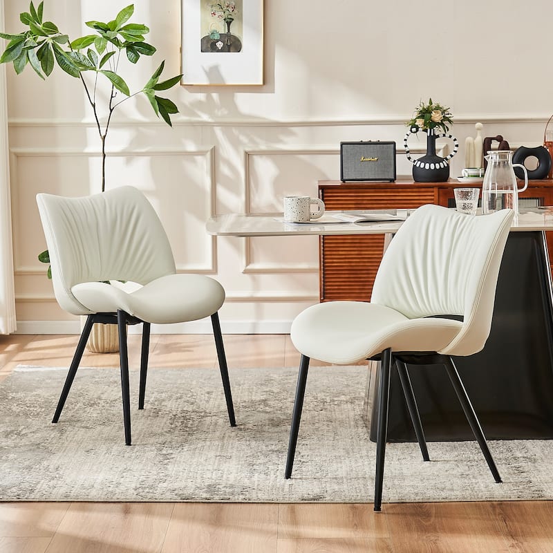Modern Dining Kitchen Chairs Set of 2 Loads up to 300lbs - White