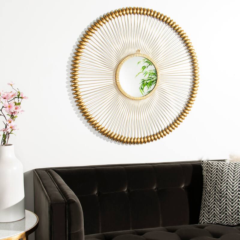 SAFAVIEH Abbey Gold 37-inch Round Decorative Mirror - 36.5" x 1" x 36.5"