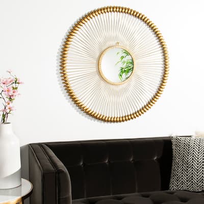SAFAVIEH Abbey Gold 37-inch Round Decorative Mirror - 36.5" x 1" x 36.5"