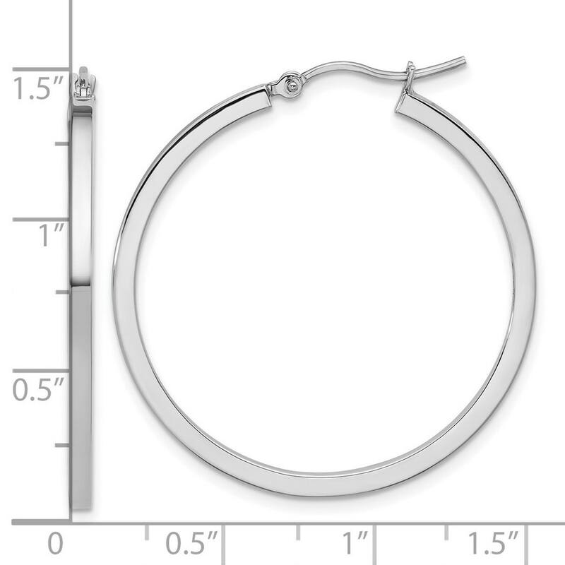 Curata 14k White Gold Square Tube Hoop Earrings - 35x35mm