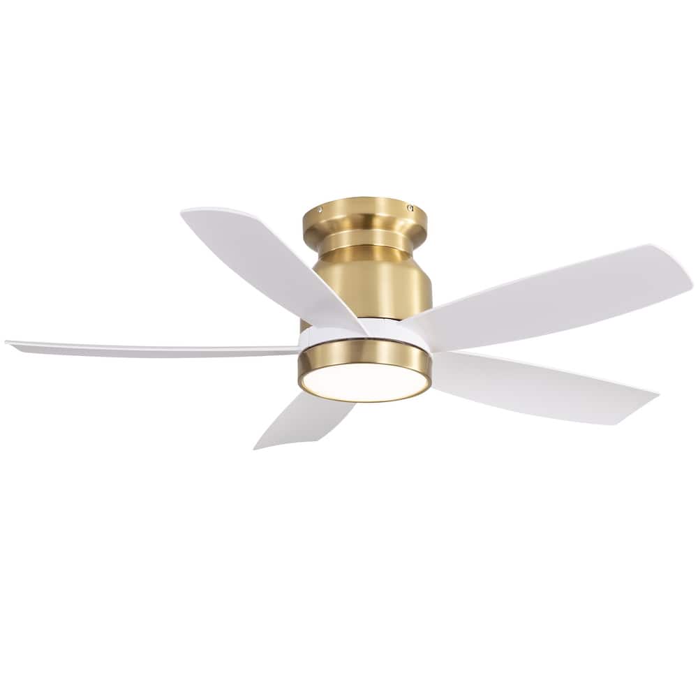 Sofucor 42/52 Inch Low Profile Flush Mount Ceiling Fan with Light,Remote Control,Solid wood/ABS Blades,Reversible Quiet DC Motor