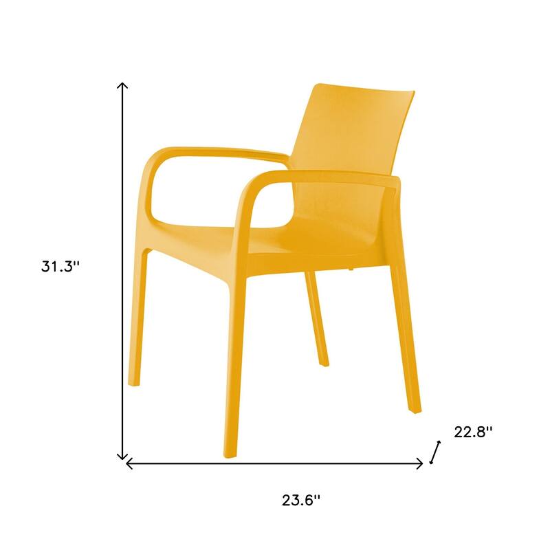 HomeRoots Set of Two Gold Heavy Duty Plastic Outdoor Stacking Dining Chairs