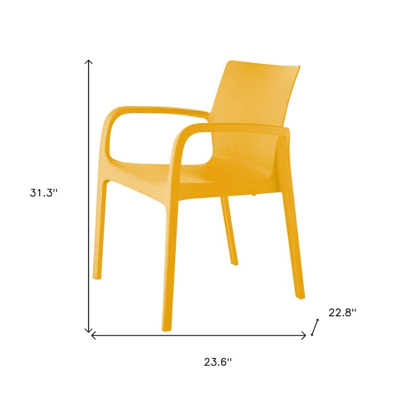 HomeRoots Set of Two Gold Heavy Duty Plastic Outdoor Stacking Dining Chairs