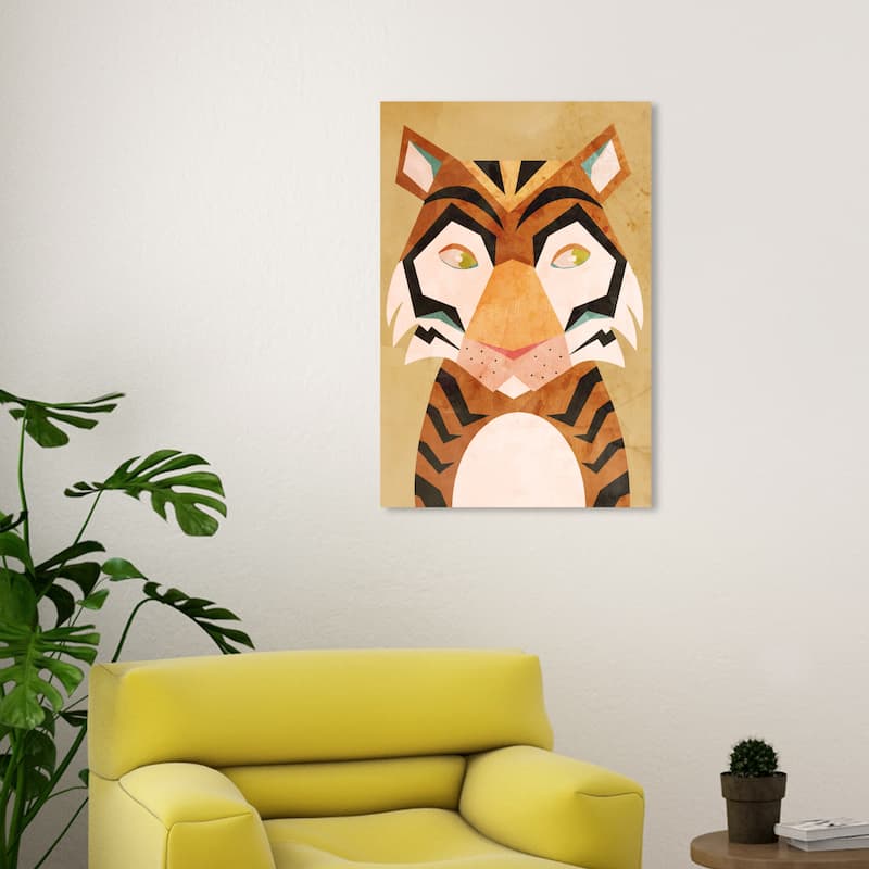 Wynwood Studio Canvas Animals Vibrant Tiger Orange and Dark Orange Modern & Contemporary Wall Art Canvas Print - 20 x 30