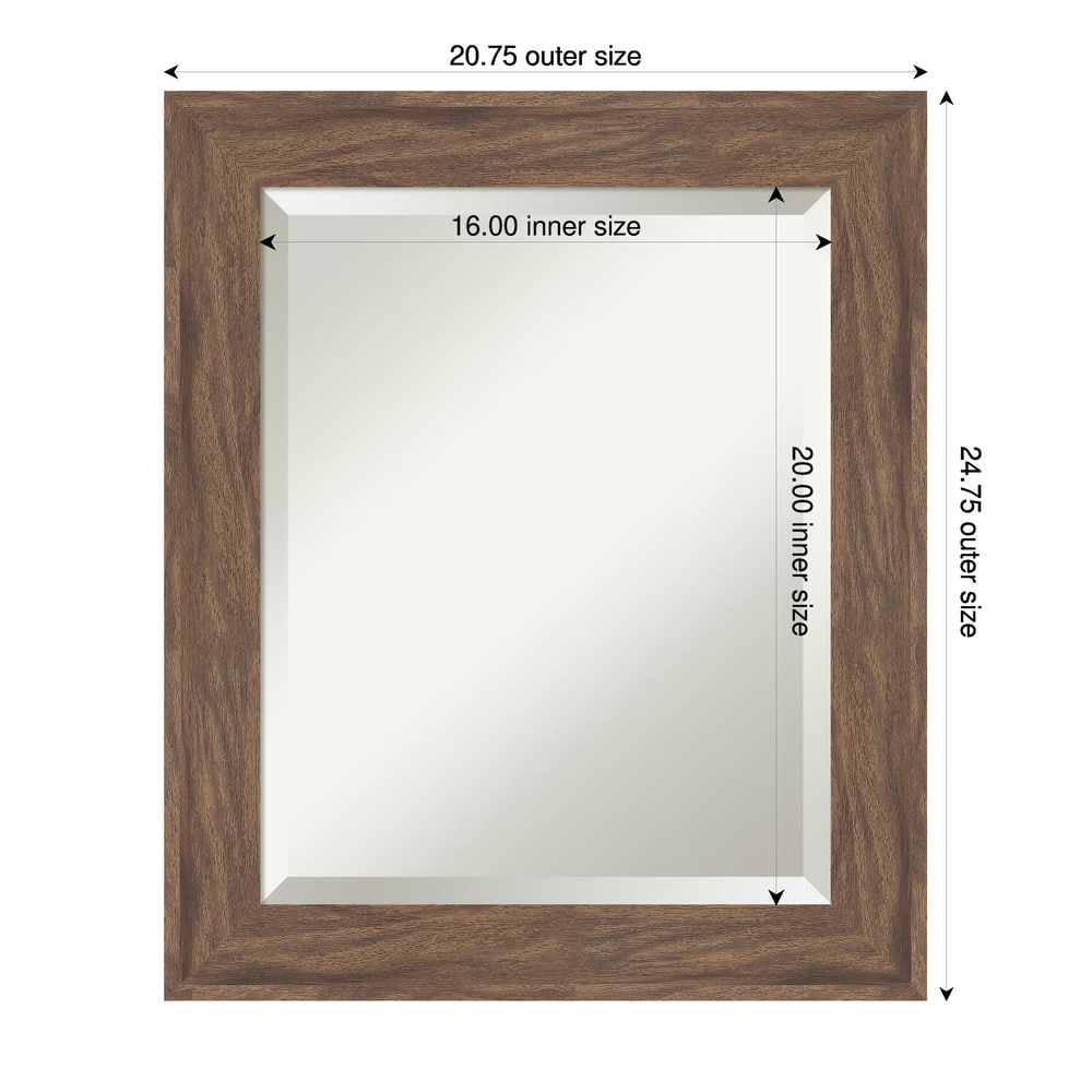Pia Medium Brown Beveled Framed Bathroom Vanity Wall Mirror - Pia Medium Brown