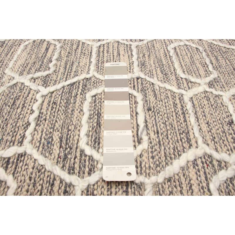 ECARPETGALLERY Braid weave Sienna Light Khaki Wool Rug - 5'0 x 6'9