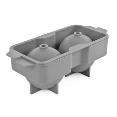 True Sphere Ice Tray, Dishwasher-Safe Silicone Ice Mold, Makes 2 Slow Melting Ice Spheres, Grey, 2.25 Inch Ice Balls
