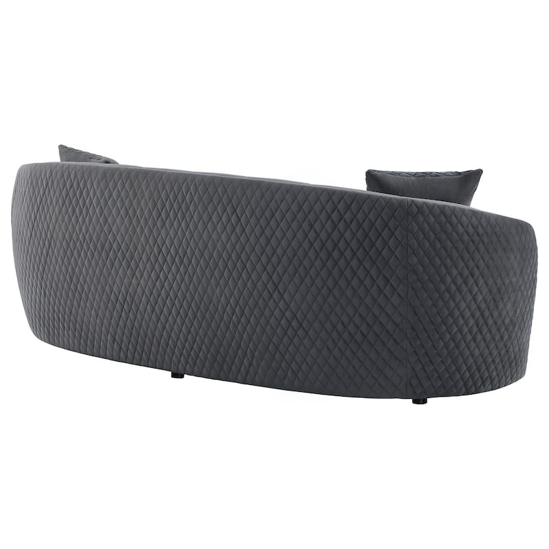Brookside Velvet Upholstered Curved Sofa Dark Grey - N/A