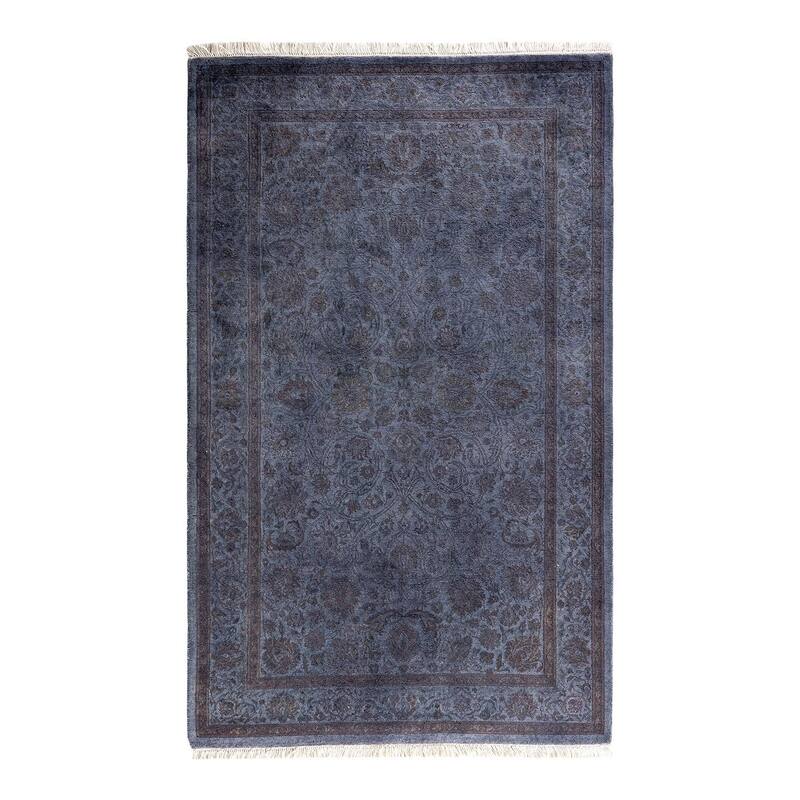 Overton Hand Knotted Wool Vintage Inspired Modern Contemporary Overdyed Gray Area Rug - 3' 2" x 5' 2"