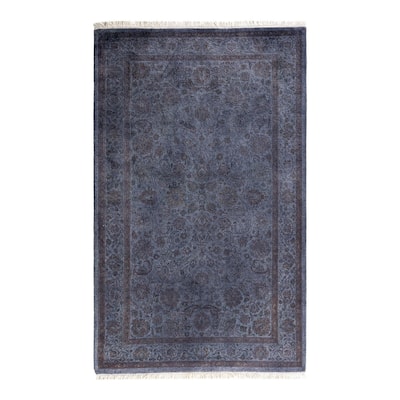 Overton Hand Knotted Wool Vintage Inspired Modern Contemporary Overdyed Gray Area Rug - 3' 2" x 5' 2"