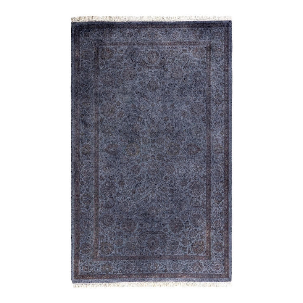Overton Hand Knotted Wool Vintage Inspired Modern Contemporary Overdyed Gray Area Rug - 3' 2" x 5' 2"