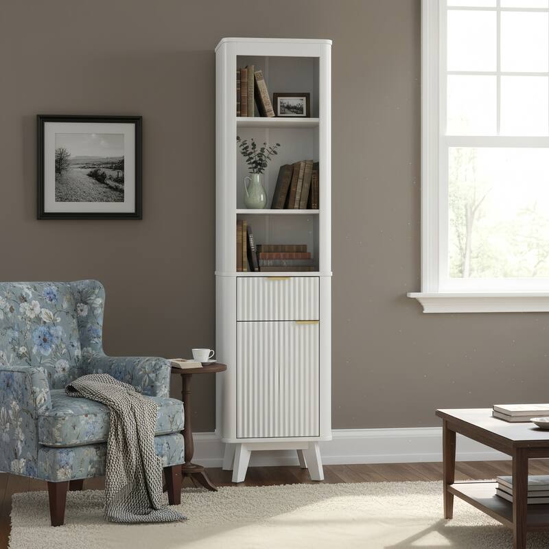 68" H Tall Bathroom Storage Cabinet with Adjustable Shelves and One Drawer & Door, Storage Cabinet for Bathroom, Living Room