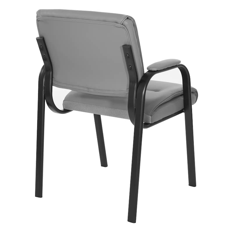 Guest Chair in Faux Leather and Black Finish Frame