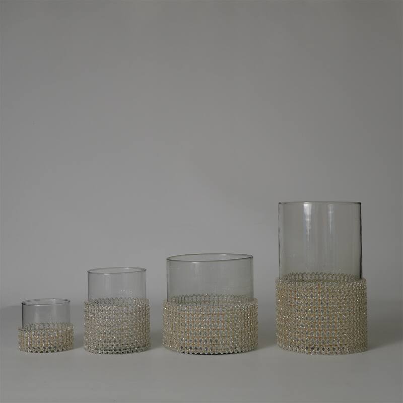 Candle Holder Wrapped in Transparent Fabric 3"x3"- A - TRANSPARENT WHITE