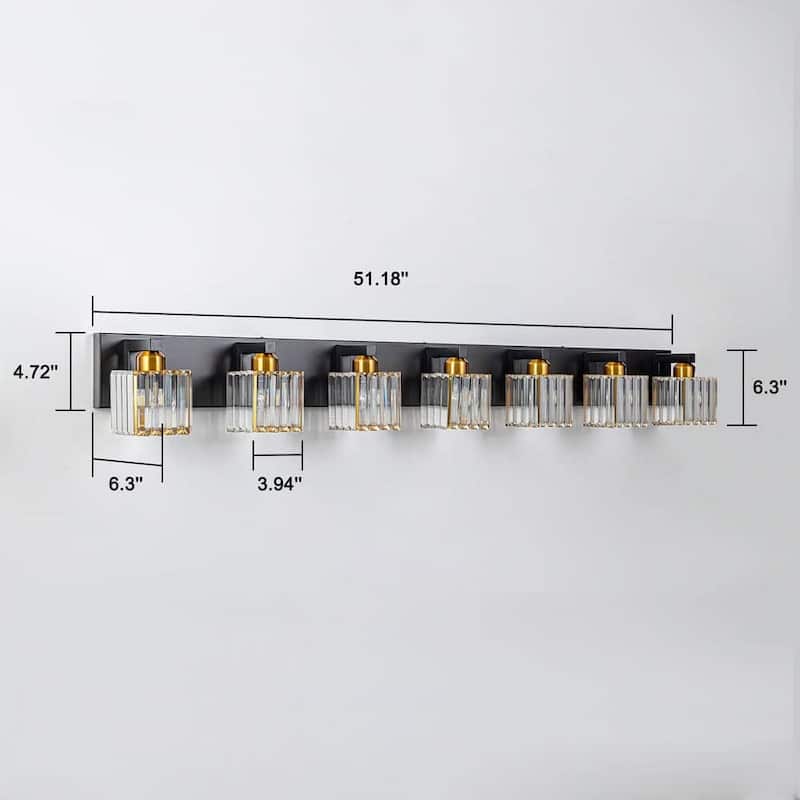 6/7 Light Bathroom Vanity Light Wall Sconce with Crystal Shade