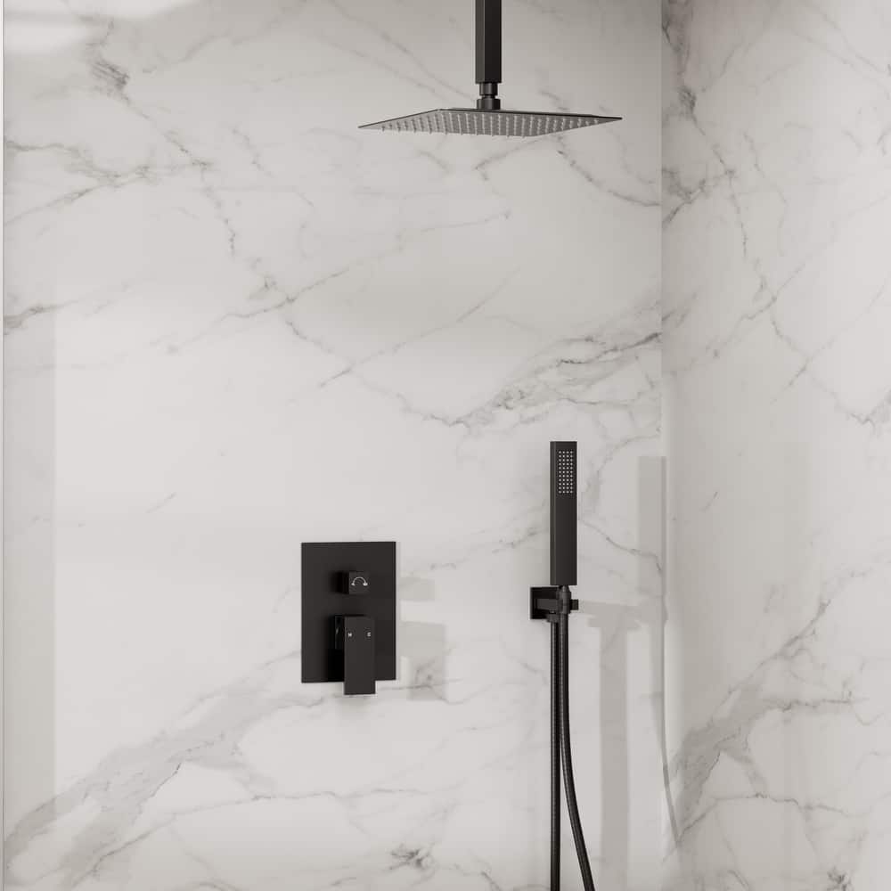 GRANDJOY 10" Rainfall Showerhead Bathroom Shower System Shower Faucets with Anti-Scald Valve