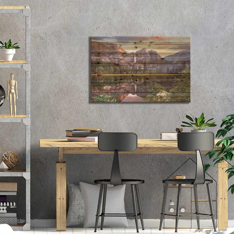 Yosemite Falls Reflected In Flooded Cook's Meadow, Yosemite Valley, Yosemite National Park, CA Print On Wood by Tim Fitzharris