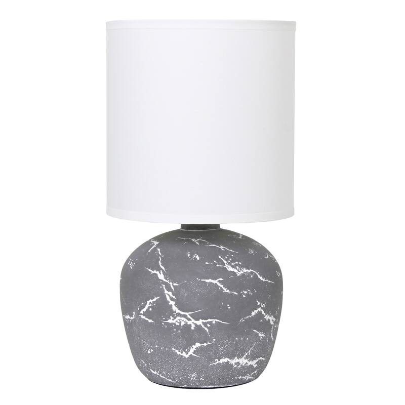 Rounded Marble Style Table Lamp with Drum Shade - 12.5" - Gray and White