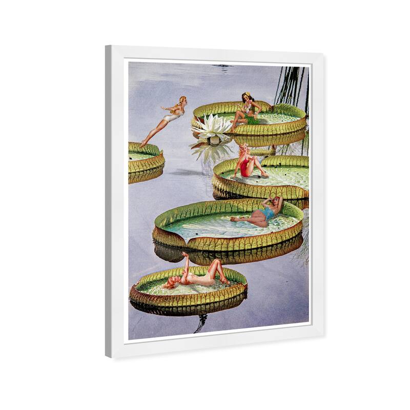 Wynwood Studio Prints Fashion and Glam Going For A Swim Green and Dark Purple Modern & Contemporary Wall Art Canvas Print