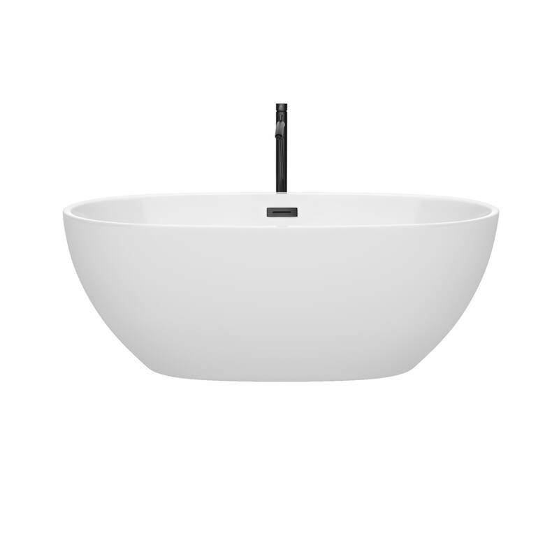 Wyndham Collection Juno 63" Freestanding Soaking Tub with Tub Filler