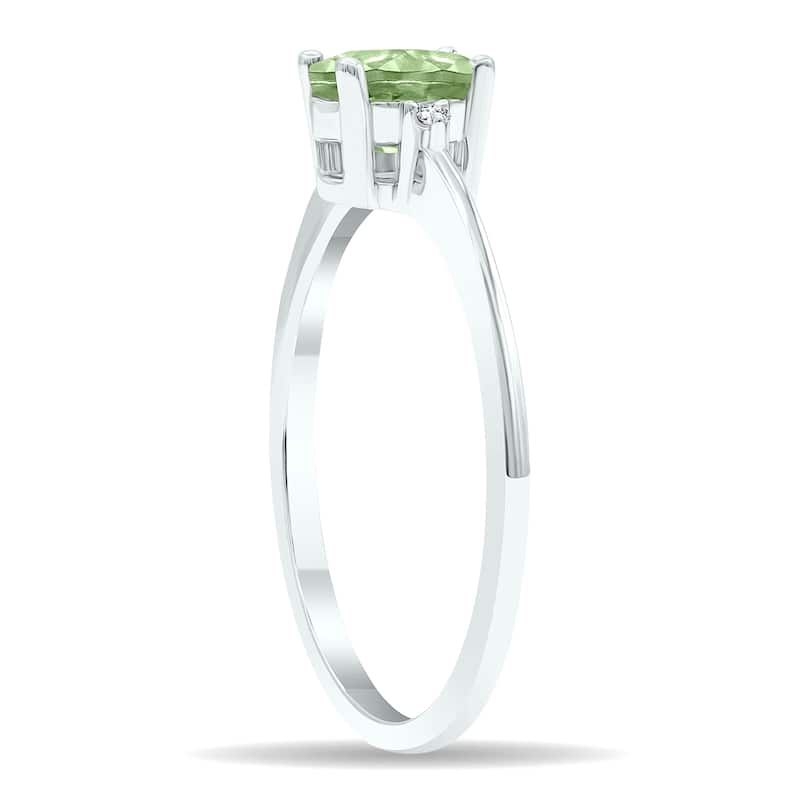 Women's Green Amethyst and Diamond Classic Band in 10K White Gold