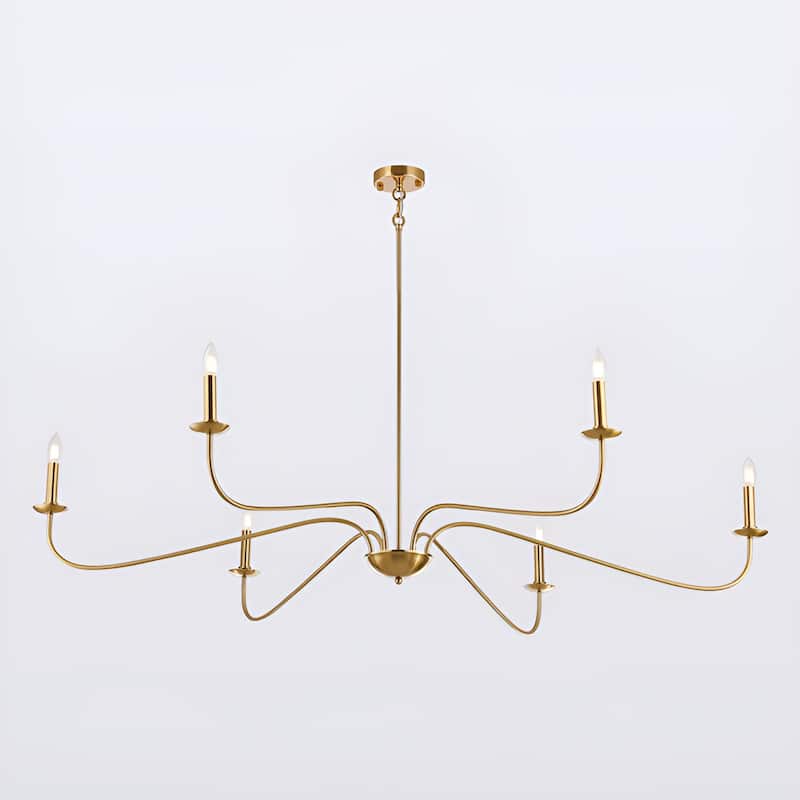 6-Light Classic French Minialist Chandelier with Candle-Style Lighting