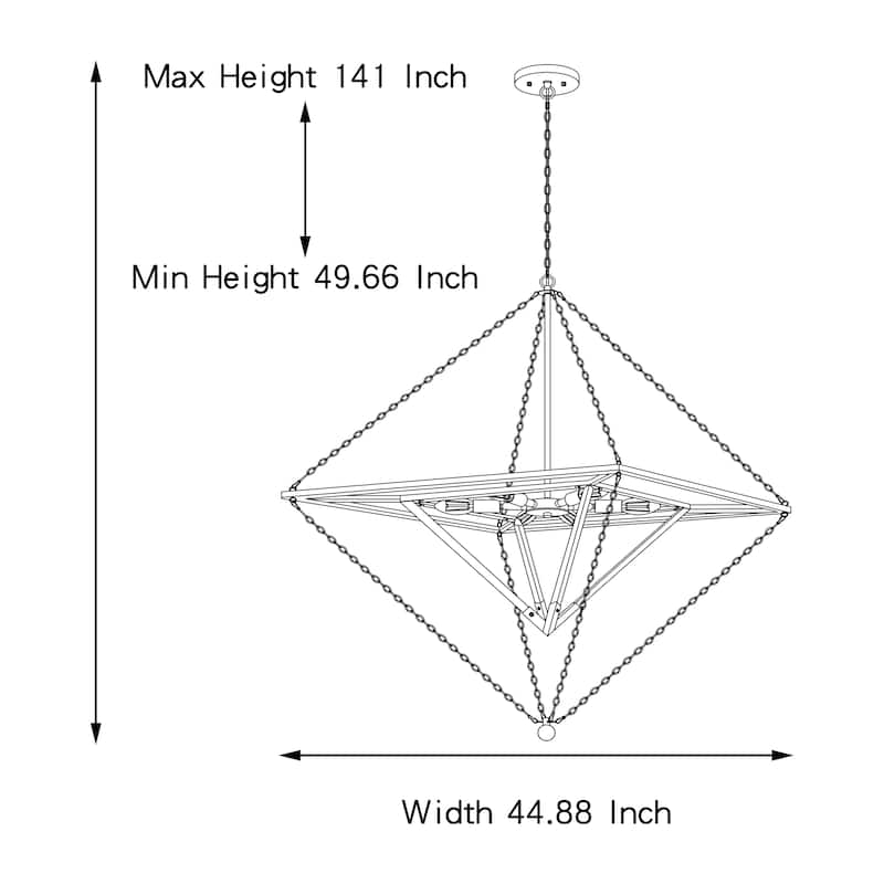 Modern 6 - Light Brass Dust Metal Geometric Chandelier - 44.88"x44.88"x45.53"