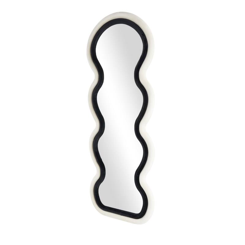 Velvet Abstract Wavy Wall Mirror with Layered Frame - Black - Roche River Decor